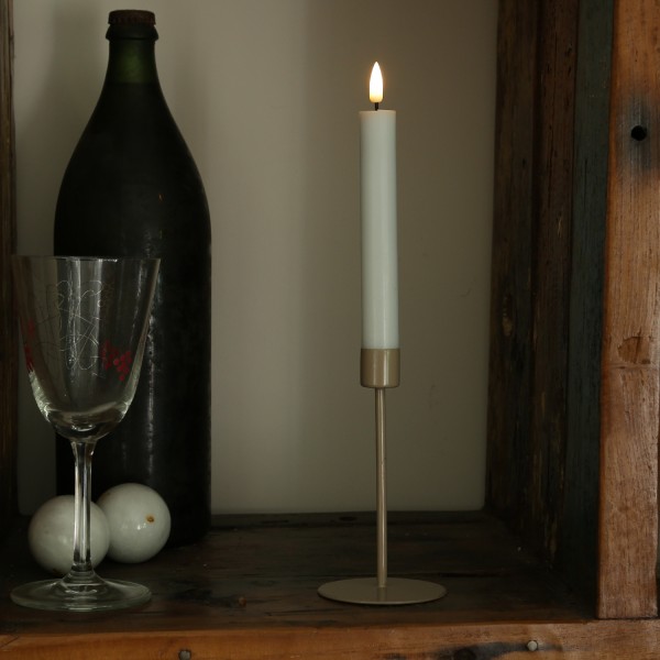 D: Kerzenständer 14cm Tafelkerzen - Metall beige - - für H: - Stabkerzenhalter - 7,5cm