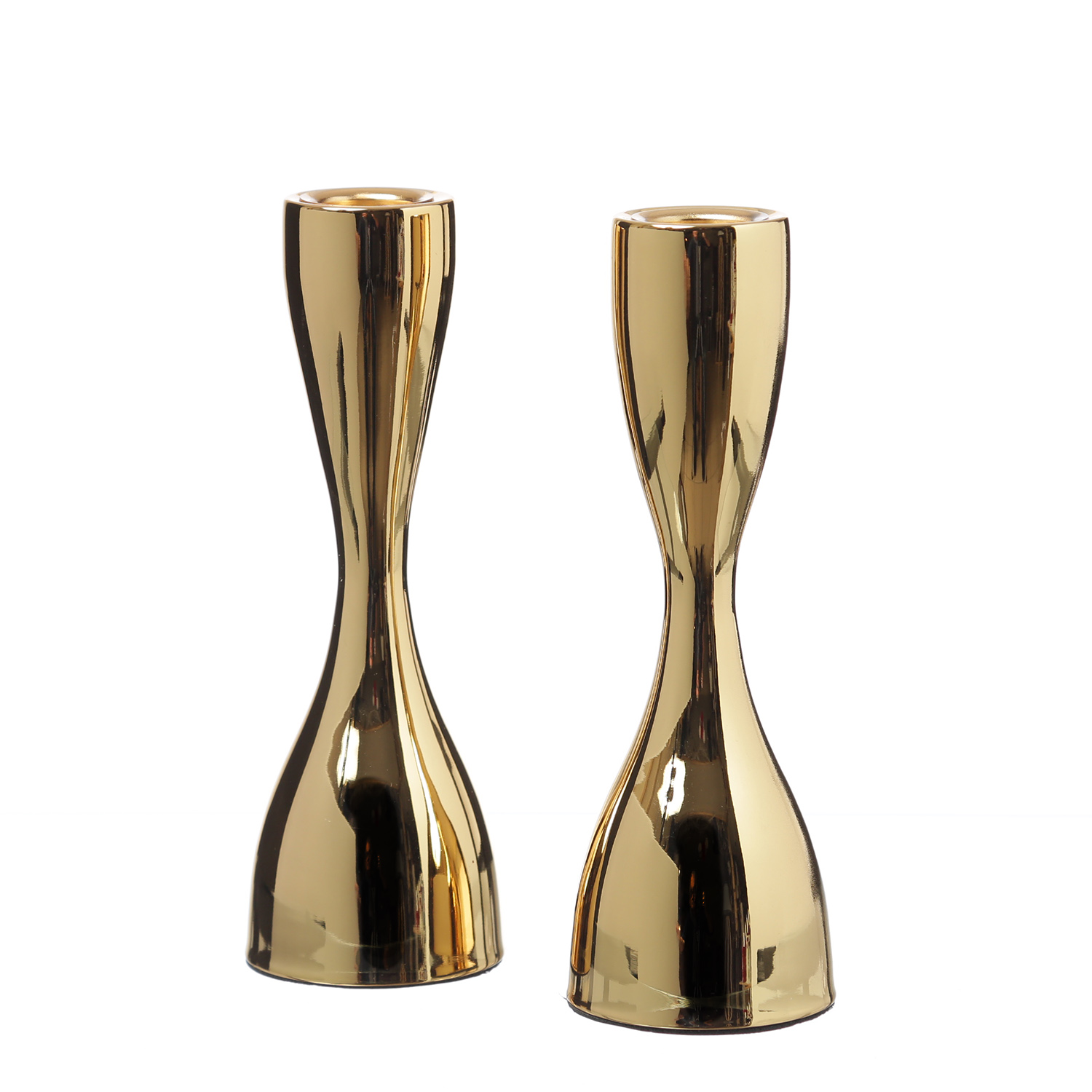 Stabkerzenhalter - H: Kerzenständer - 2er Set gold - Metall - 18cm 