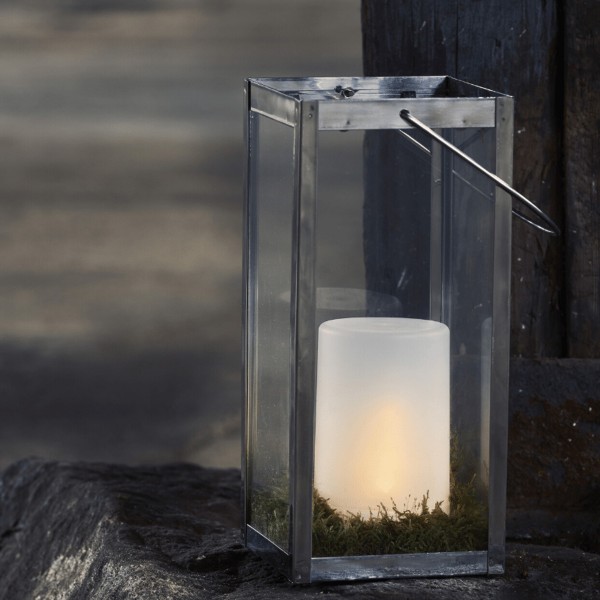 LED Windlicht FLAMME - - 9cm - D: brennende - simuliert outdoor Timer gefrostet 14,5cm, - Flamme H