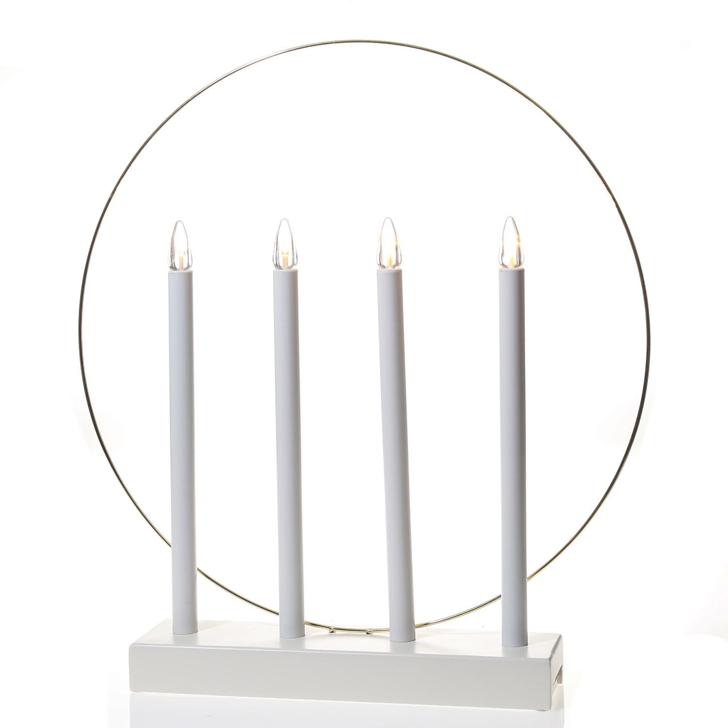 LED Fensterleuchter Glory - Kerzenleuchter mit Ring - 4flammig - warmweiße  LED - H: 45cm - Timer