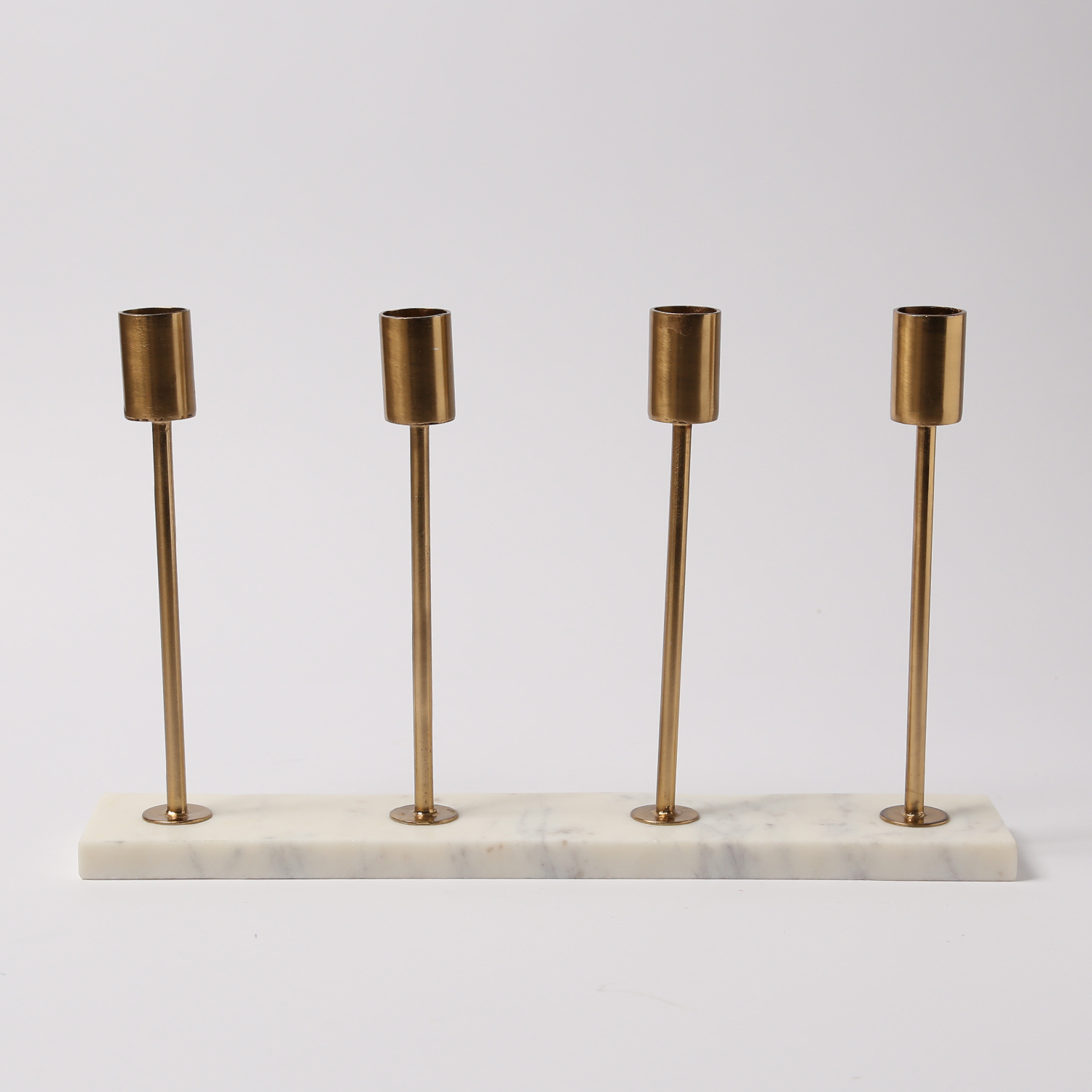 goldfarbene - H: weiß Kerzenhalterungen 4 - - - Marmorplatte - Kerzenständer 20cm Stabkerzenhalter